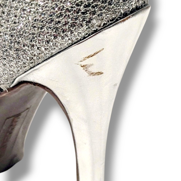 EUC Madden Girl Daphne Sparkly Silver High Heel Sandals W/ Ankle Strap Sz. 6 - Picture 13 of 13